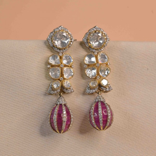 Modern Moissanite Sterling Silver Drop Earrings Modern Moissanite Sterling Silver Drop Earrings