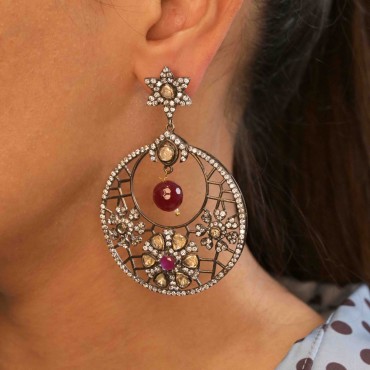 Oxidised Silver in 92.5 silver Chandbalis earring