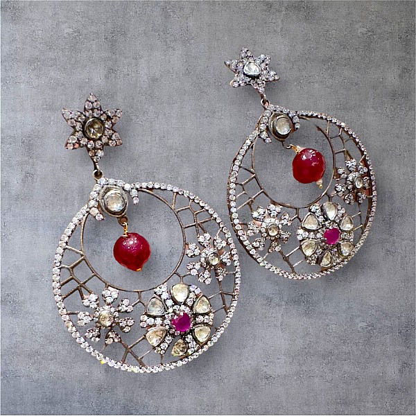 Oxidised Silver in 92.5 silver Chandbalis earring