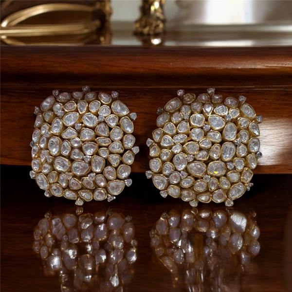 Rustic Sterling Charm Silver moissanite Earring