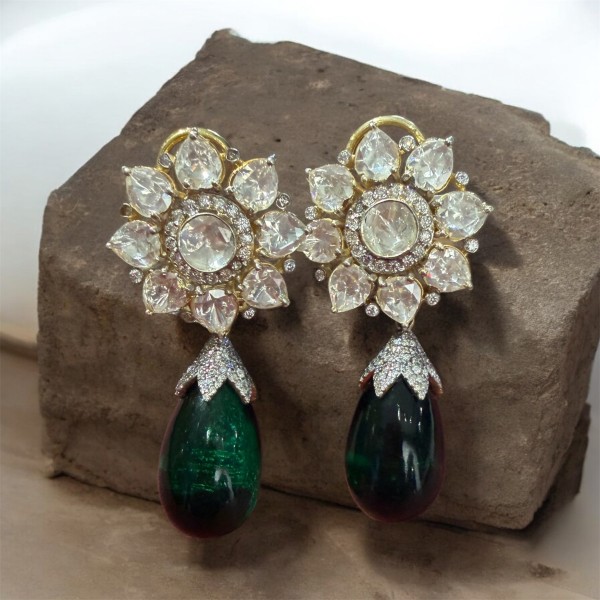 Royal Emerald Drop Silver Earrings