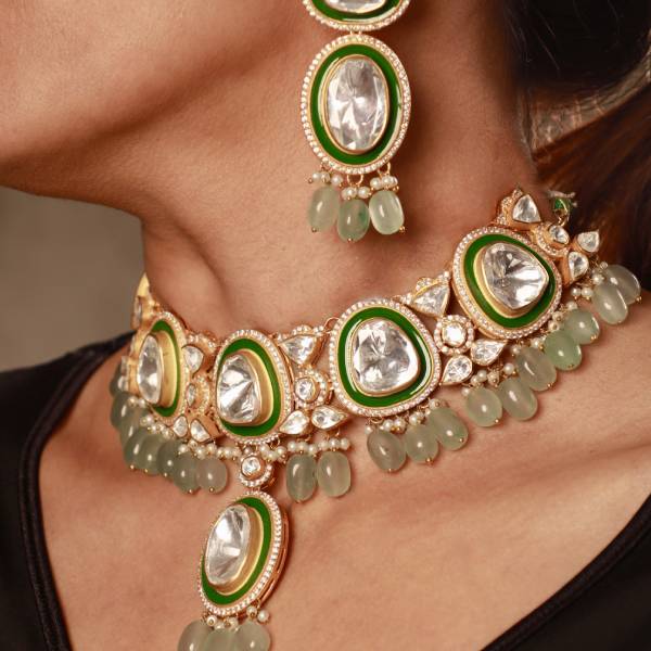 Handcrafted Polki Kundan Necklace Set for the Modern Bride