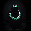 A Spectacular Modern  Lime-green Colour Stone Studded Necklace With Zircon