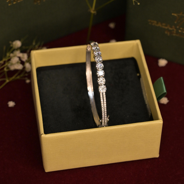 An elegant silver-toned diamond bracelet
