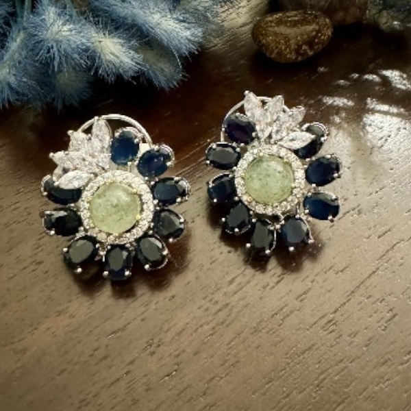 Earrings with Zircon Accents Studs