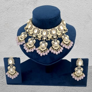 Pretty Pink  Polki Gold Plated Kundan Jewellery Set to Tickle the Feminine Side of Yours