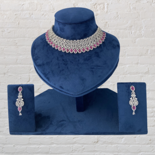 Make it a Starry Night by Wearing this Stunning Ad Silver Ruby Studded Set