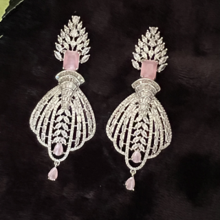 Pink Silver-plated American Diamond Earrings