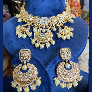 The Regal  Polki Kundan Necklace Set with Earrings