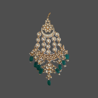 Traditional Jhumar Passa Jewellery Embellished with Green Tumbles