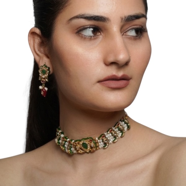 Traditional Kundan  Design Necklace with Earring 