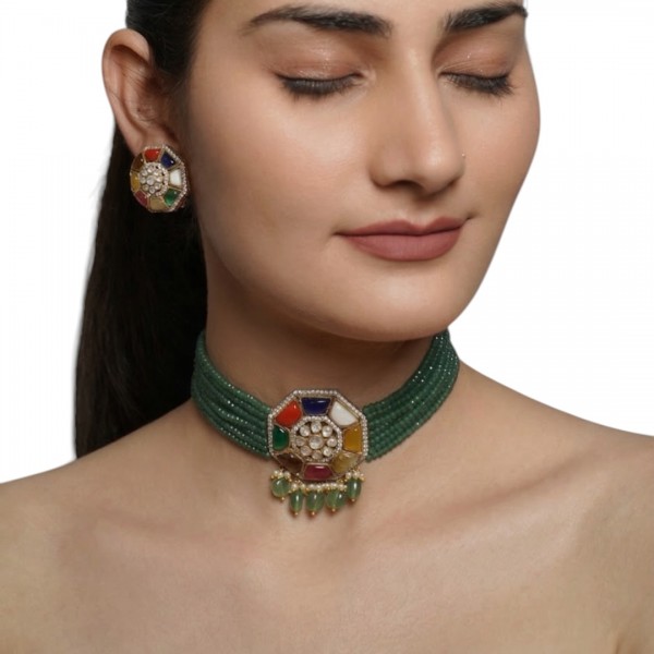 92.5 Silver Sterling  choker necklace set 