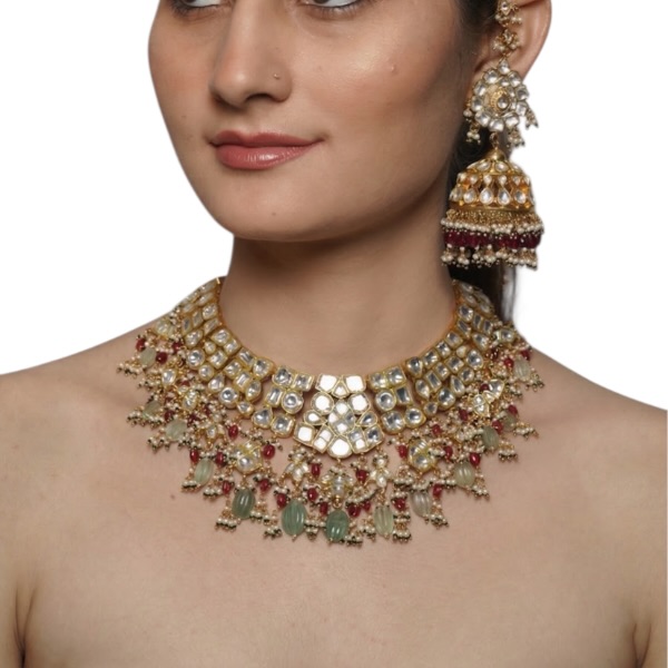  Wedding Special  Ruby With Pista  Beads Necklace Set