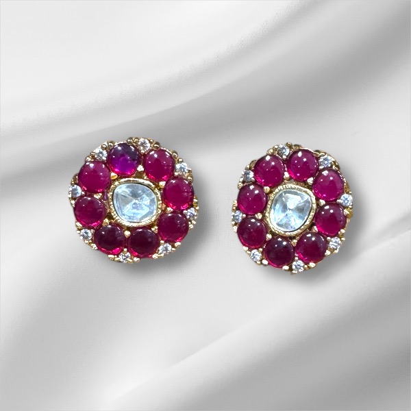 Royal Ruby & Polki Floral Studs