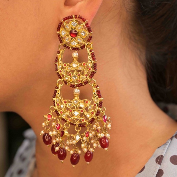 Kundan Polki Earring Hand Crafted Earring Kundan Polki Earring Hand Crafted Earring