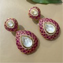 Traditional  Handmade Brass Based Ruby Kundan Earring
