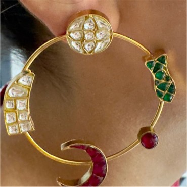 Traditional Kundan Earrings Available in three Colours