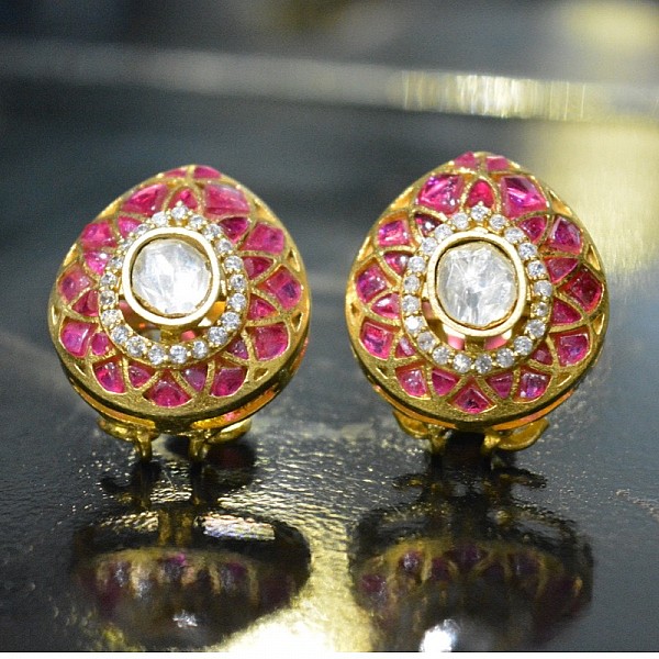 Traditional Ruby Kundan Studs Compliments Your Outfit In Every Beautiful Way