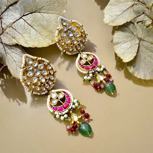 Hancrafed with Love this traditional Kundan Earrings 