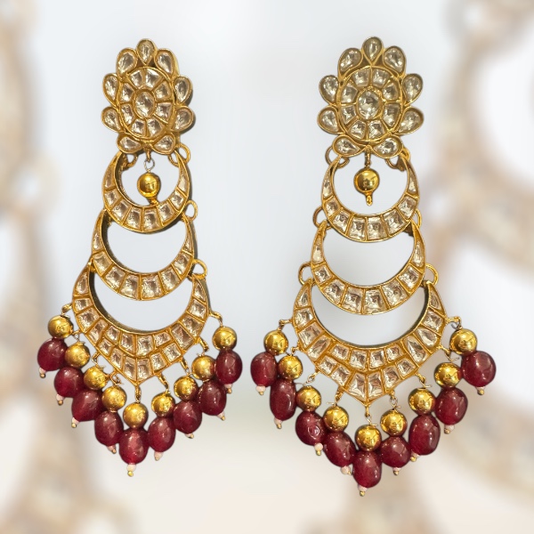 Golden Mystique Unique Kundan Earrings for the Bold & Beautiful