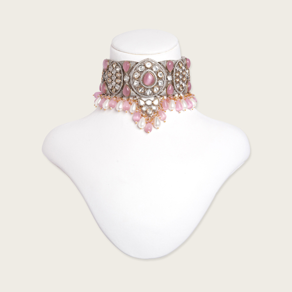 Exclusive Classy  Indo-western Fusional Polki Kundan Necklace Set