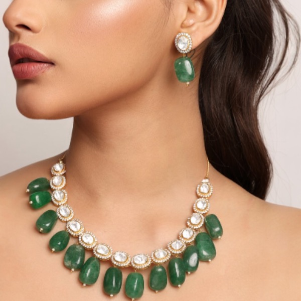 Elegant Mossanite Single Line Necklace Set