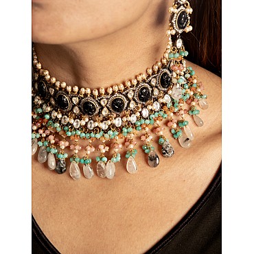 The Victorian Era  Monalisa Stone German Silver Necklace that Exudes Attractiveness the Moment You Wear it