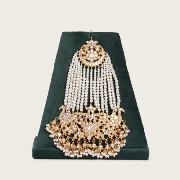 Kundan Passa Royale Jewels of White Pearl Gold Plating 
