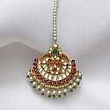 Round Ruby kundan Maang Tikka Available in Two colours