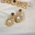 Heritage Gold Finish Kundan Necklace Set with Matching Earrings