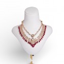 Red Radiance Necklace Set With Drop Earrings