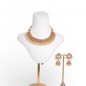 Traditional Gold-Tone Pearl Necklace Set with jhumki 