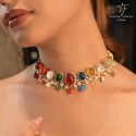92.5 silver Navratan necklace set 