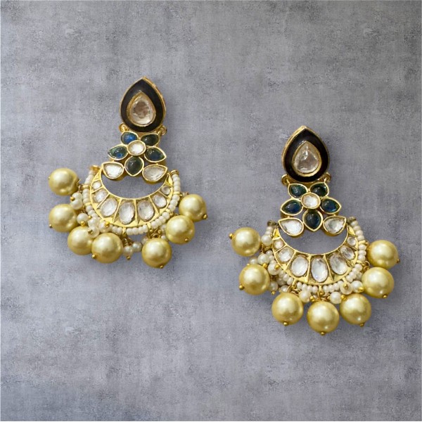 Timeless Beauty: The Classic Polki  Meenakari Kundan Earrings