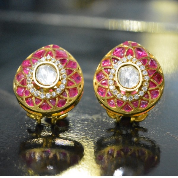 Traditional Ruby Kundan Studs Compliments Your Outfit In Every Beautiful Way