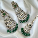 Uplift your look with this Elegant  Kundan Drops Earings with Tikka
