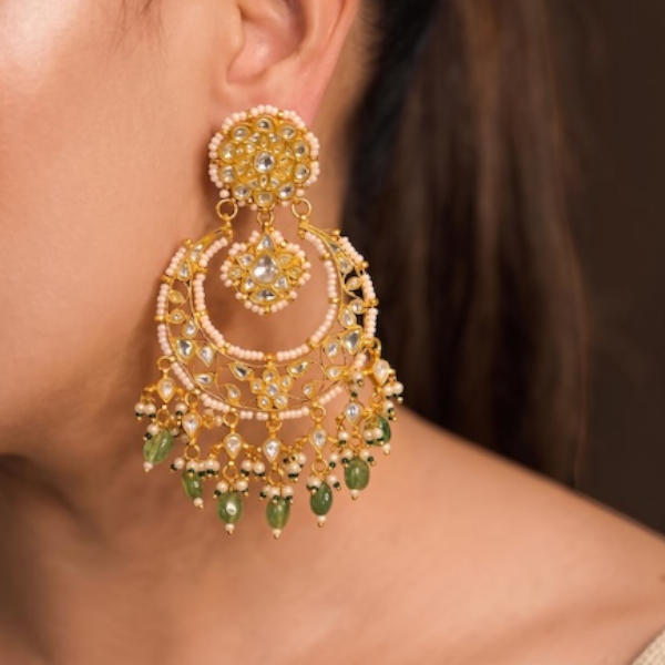 Designer Kundan Chandbalis  earring 