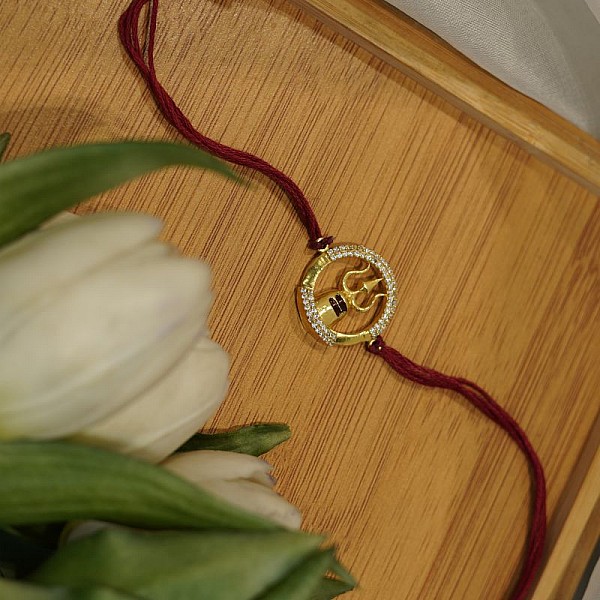 Mahadev Shiva's Divine 92.5 Silver Trishul and Shivling: Rakhi of Sacred Strength